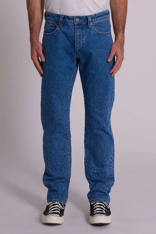 Abrand Mens A3 Straight Royal Jean Mid Vintage Indigo Trendy Men's Scandinavian