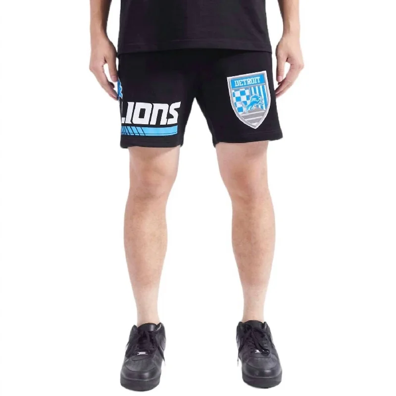 Detroit Lions Fast Lane Fleece Short In Black Edgy Men's Punk