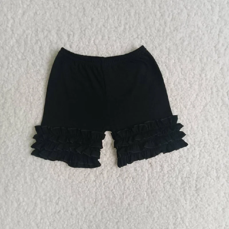 A16-3 Black Ruffles Summer Girls Shorts