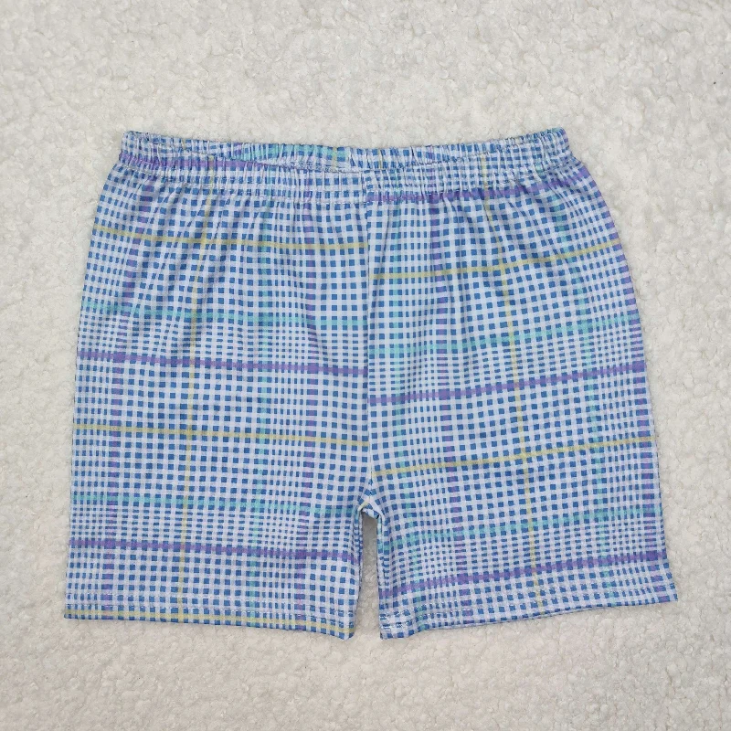 SS0422 Blue striped Elastic waist shorts Boy boutique summer outfit 202501 RTS