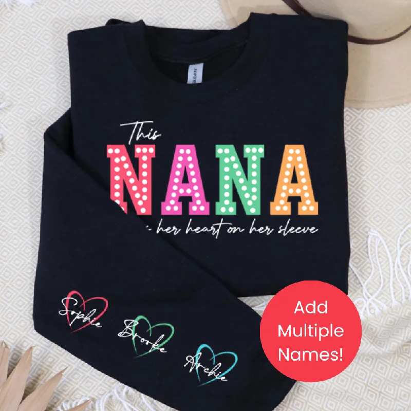 This Nana Wears Her Heart Personalised Sleeve Sweatshirt