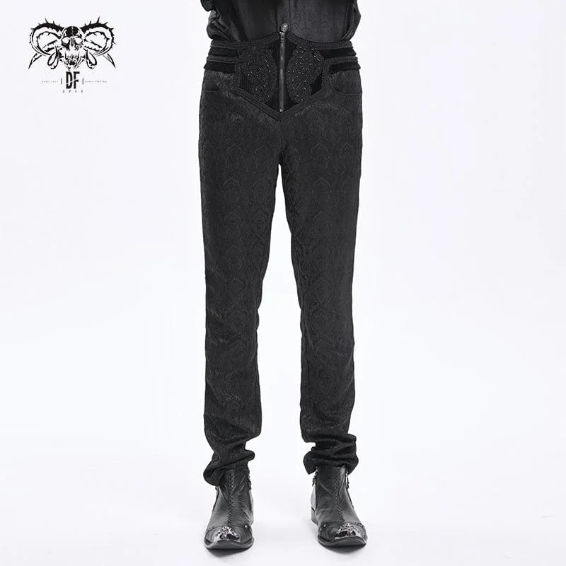 Men's Gothic Floral Branded Zip Trousers