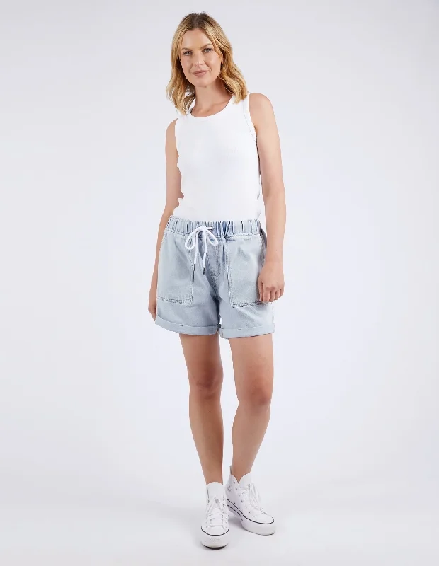 Elm Emma Relaxed Denim Short Light Blue Wash Refined Men's Classic 
