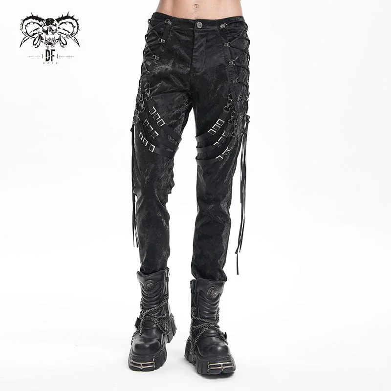 Men's Gothic Buckle-up Spaghetti Straps Trousers