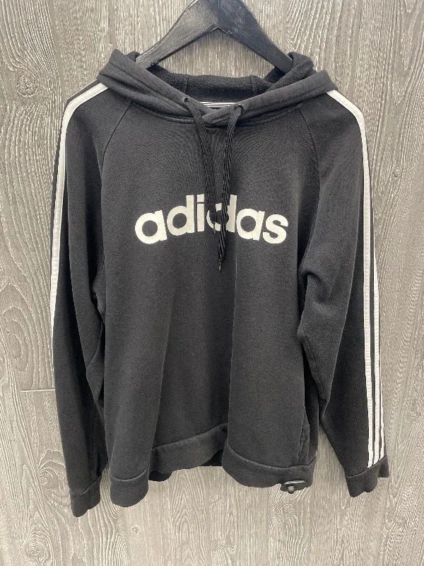 Athletic Sweatshirt Hoodie By Adidas In Black, Size: L