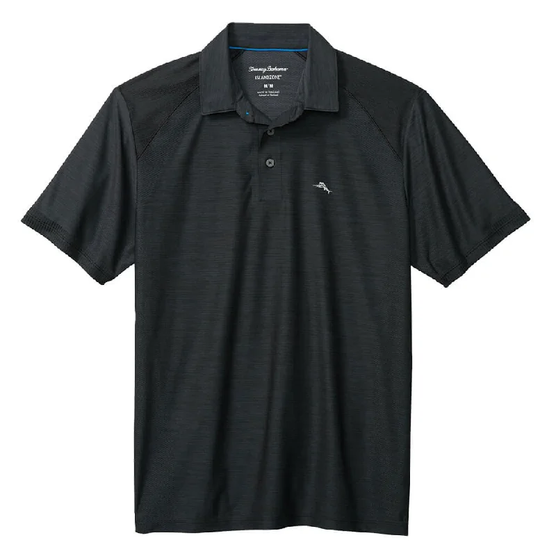Tommy Bahama Islandzone Performance Palm Coast Polo Shirt - Jet Black* Cclassic Men's Tweed