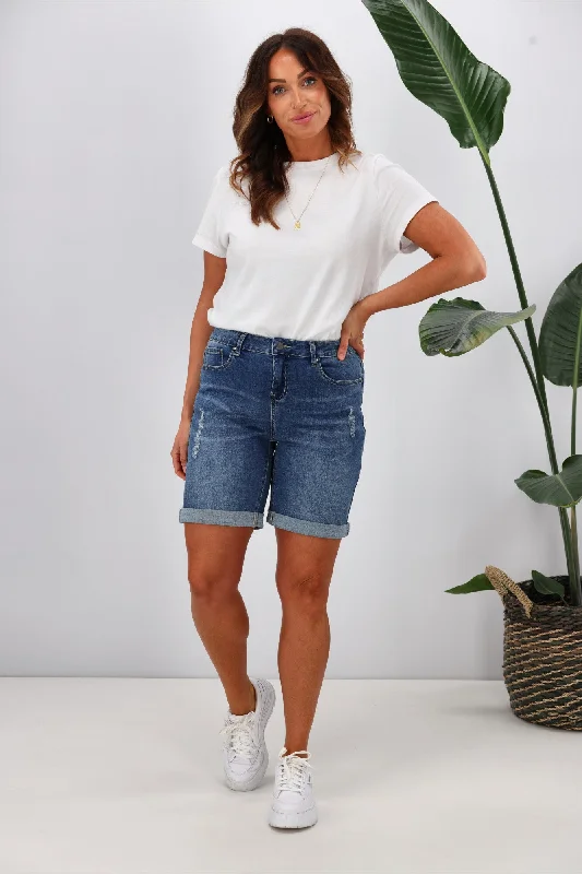 Shine On Label Boyfriend Shorts Indigo Blue Traditional Men's Country