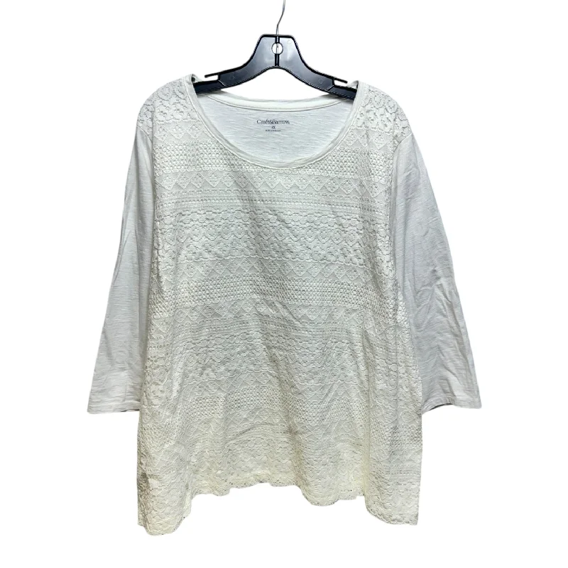 Top 3/4 Sleeve By Croft And Barrow In White, Size: 3x Minimalist Men's Casual 