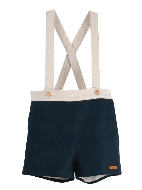 Navy Dungaree Shorts