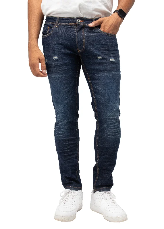 RAW X Men's Slim Fit Fashion Rips Destroyed Distressed Washed Stretch Jeans Refined Men's Classic 