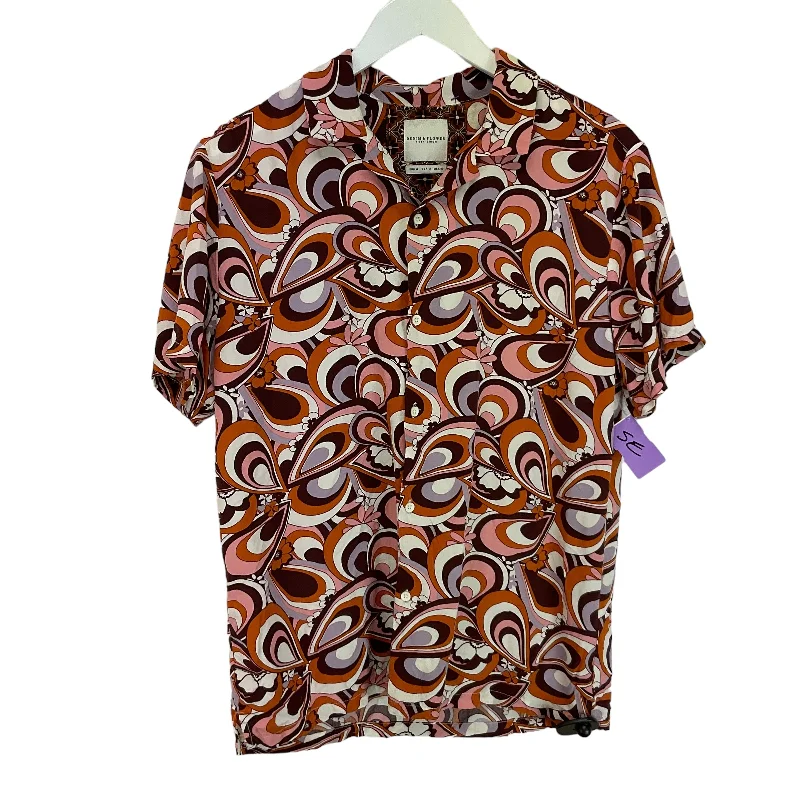 Brown & Pink Top Short Sleeve Clothes Mentor, Size M Athletic Men's High