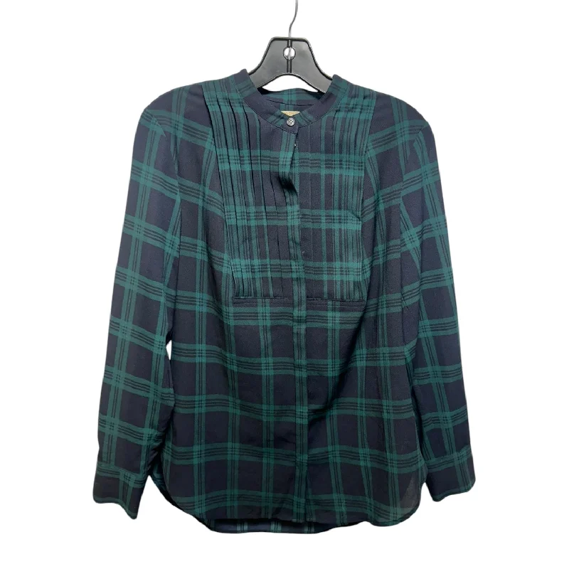 Pin Tuck Top Long Sleeve By J. Crew In Plaid Pattern, Size: S Youthful Men's Pop