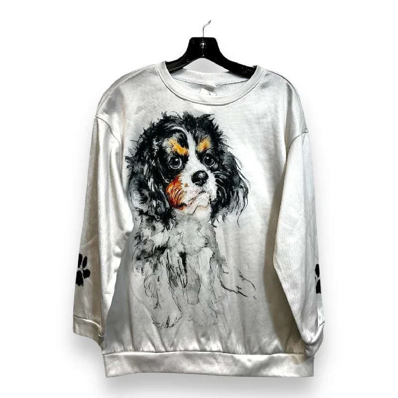 Sweatshirt Collar By Clothes Mentor In White, Size: L