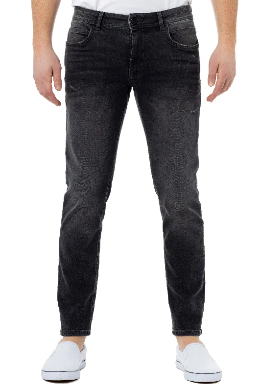 RAW X Men's Skinny Stretch Fit Ripped Denim Pants Sleek Men's Metallic