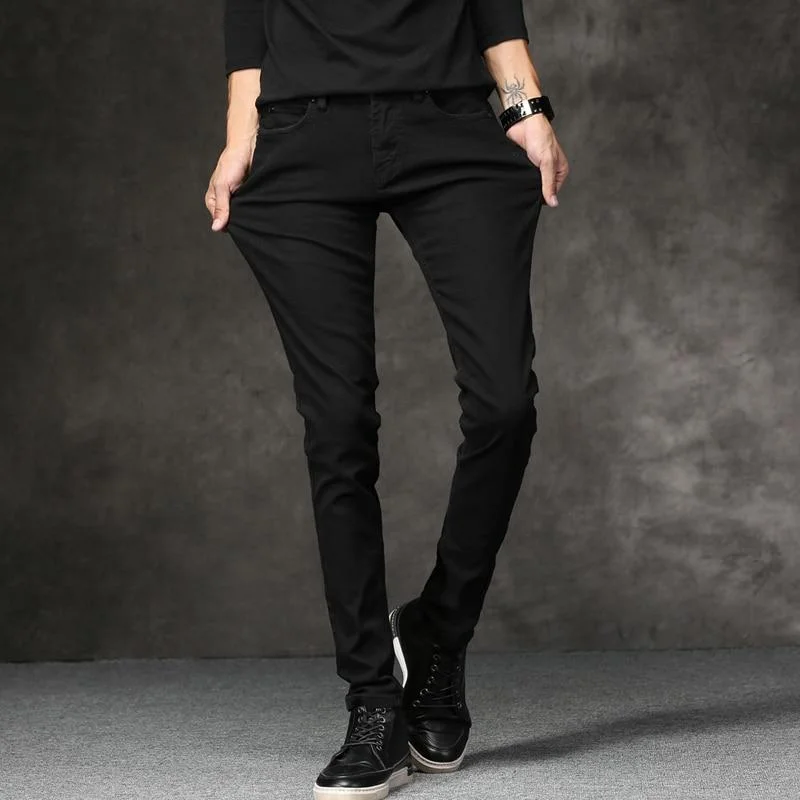 Men's Black Classic Fashion Designer Denim Skinny Casual Jeans Refined Men's European