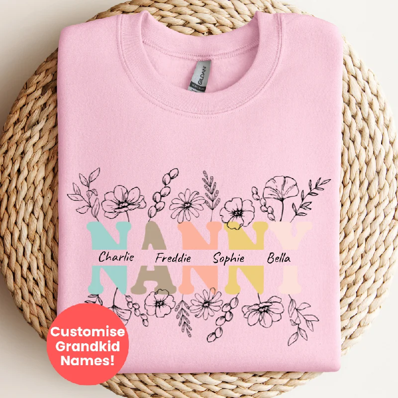 Nanny Wildflower Personalised Grandchildren Sweatshirt