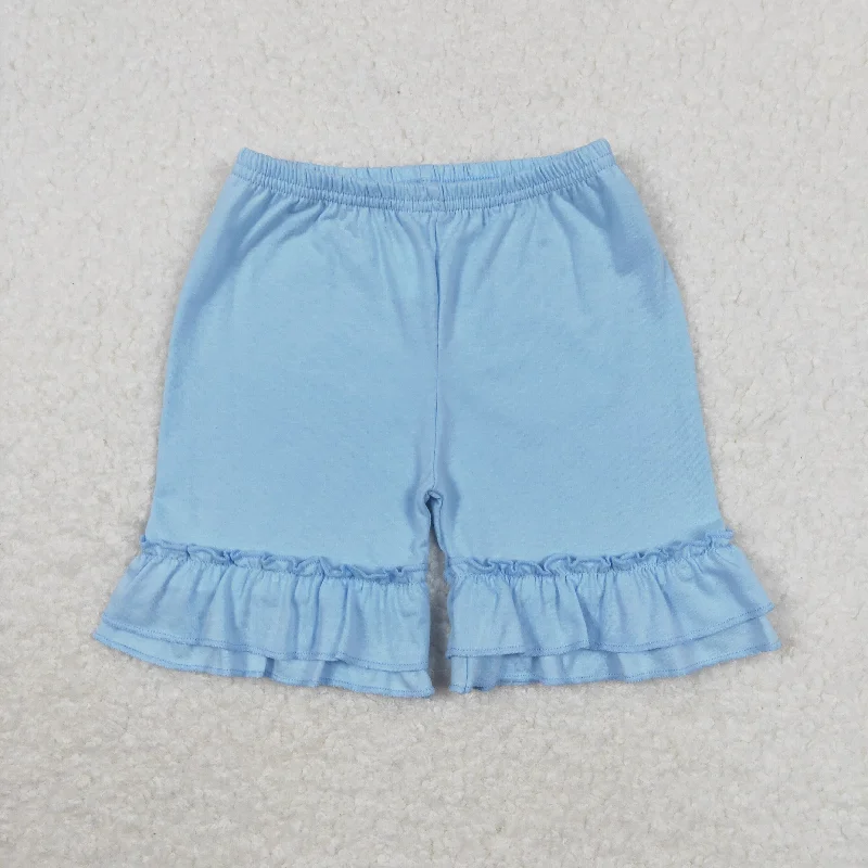 SS0183 Sky Blue Ruffled Shorts Summer Clothes Western Girl Boutique Outfit RTS 202501