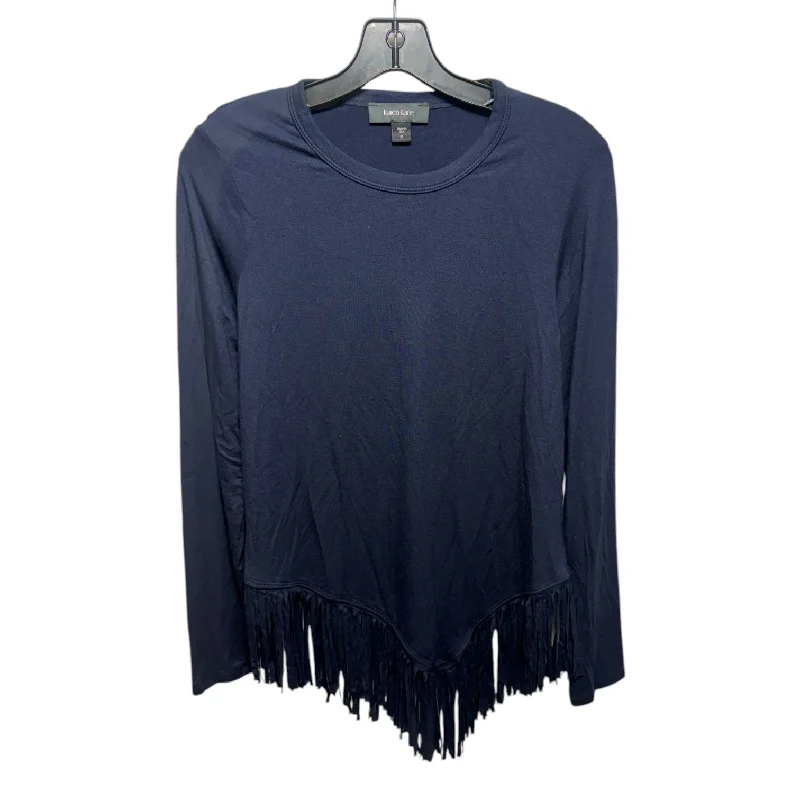 Fringe Top Long Sleeve By Karen Kane In Navy, Size: S Bold Men's Animal