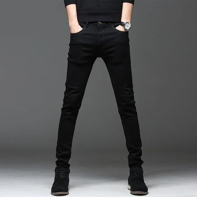 Men's High-Quality Arrival Casual Slim Elastic Black Jeans Practical Men's Multi