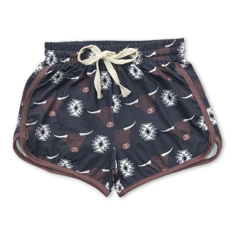 Highland cow baby girls summer western shorts