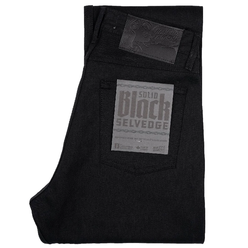 True Guy - Solid Black Selvedge Sleek Men's Contemporary 