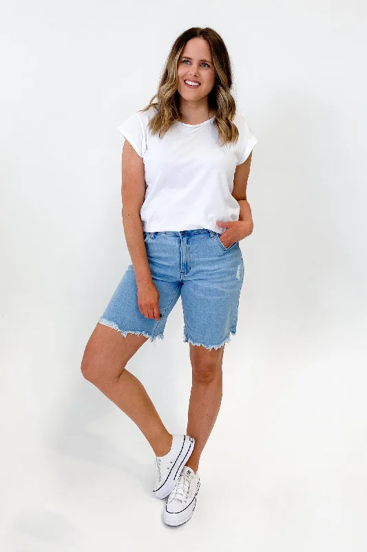 Wakee Denim Gigi Short Light Wash Unique Men's Patch