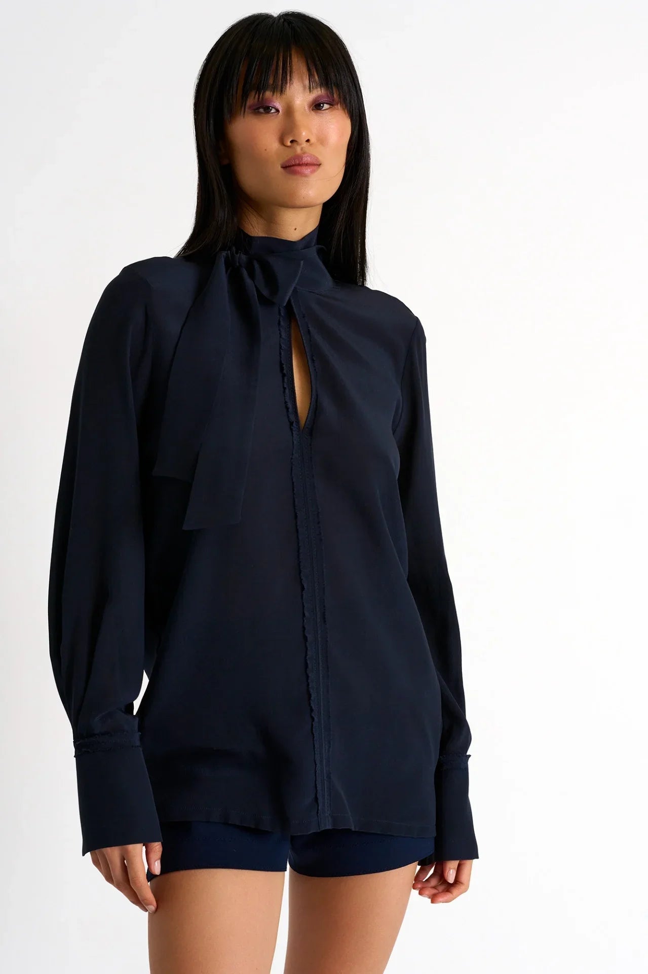 Bow-Tie Neck Silk Blouse - 52351-62-550 Sporty Men's Athleisure 