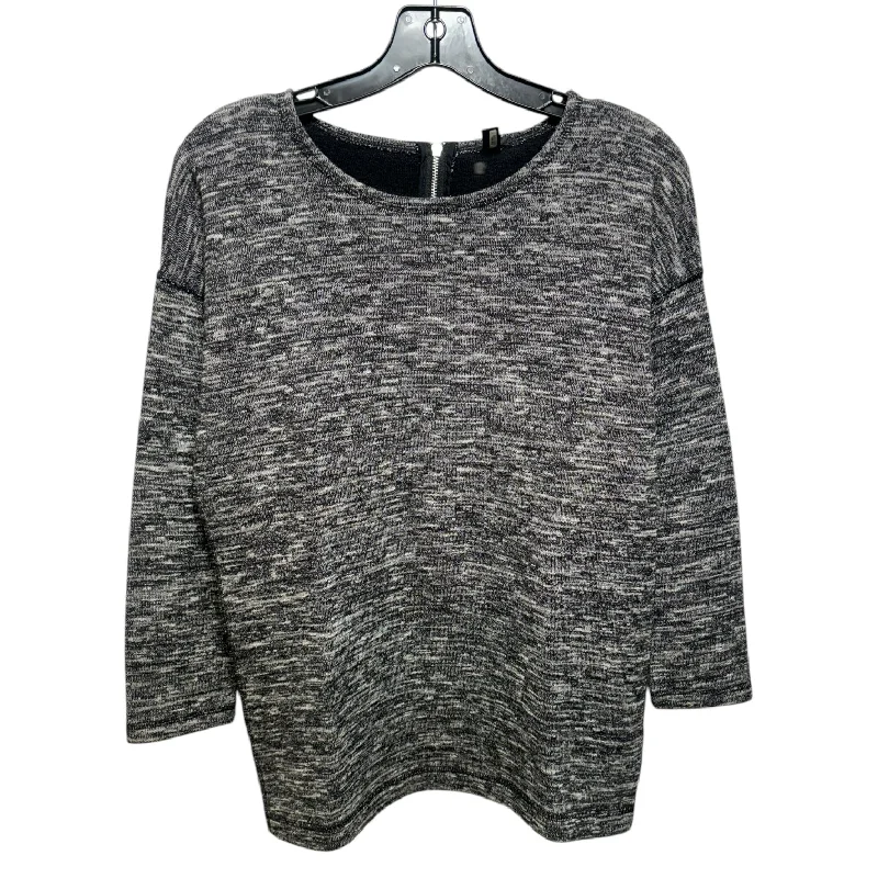 Zip Back Sweater By J. Crew In Black & Grey, Size: Xs Organic