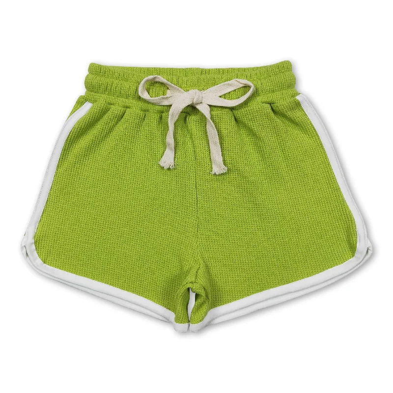 Green cotton kids girls summer shorts