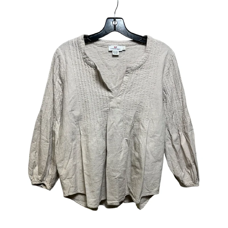 Linen Blend Top Long Sleeve By Vineyard Vines In Beige, Size: L Bold Men's Statement