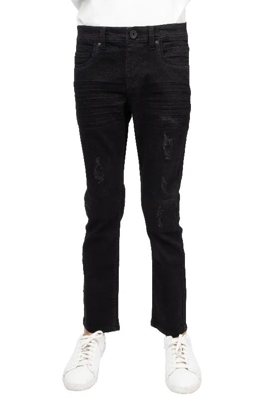 Raw X Skinny Look Stretch Jeans With Fashion Rips For Boys Streetwear Style