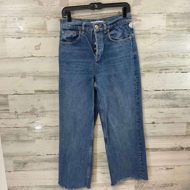 Jeans Wide Leg By Zara In Blue Denim, Size: 4 Elegant Men's Cashmere