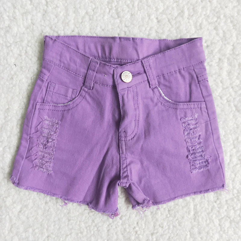 Girl Purple waistband denim shorts