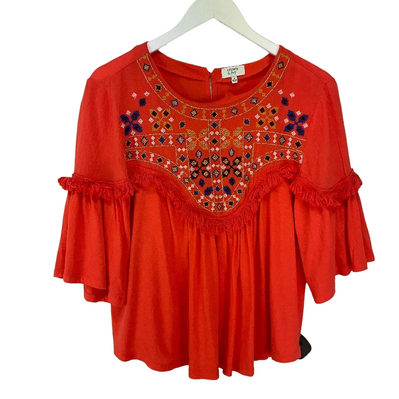 Orange Top Short Sleeve Crown And Ivy, Size S Bold Men's Animal