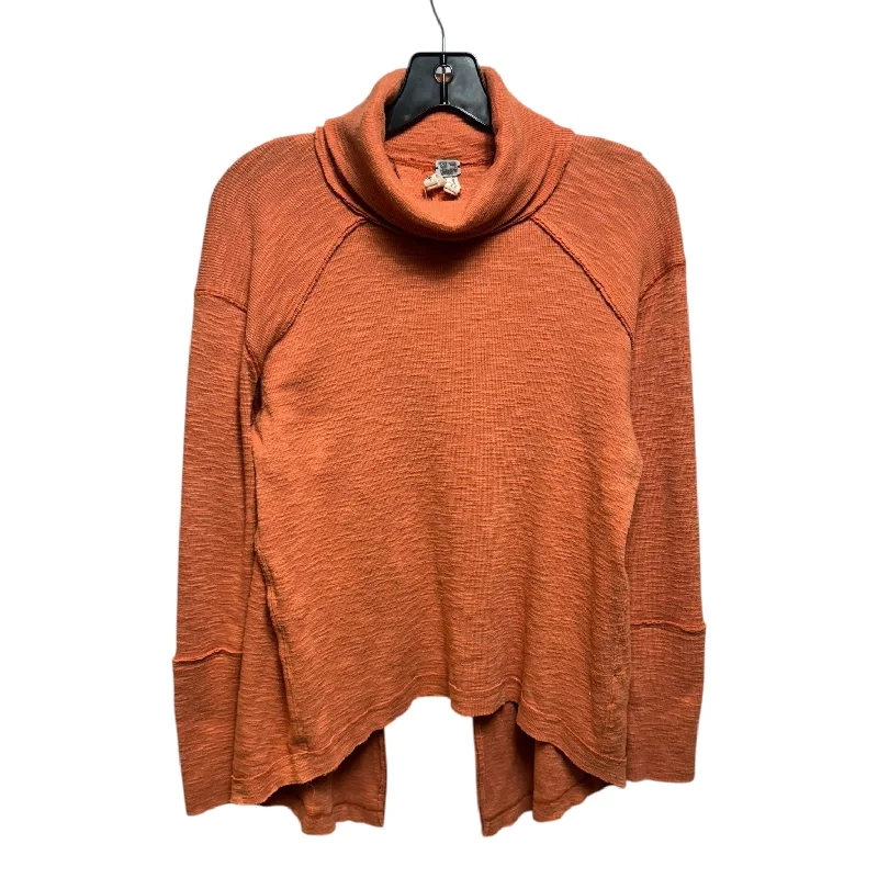 Split Back Top Long Sleeve By Free People In Orange, Size: S Elegant Men's Cashmere