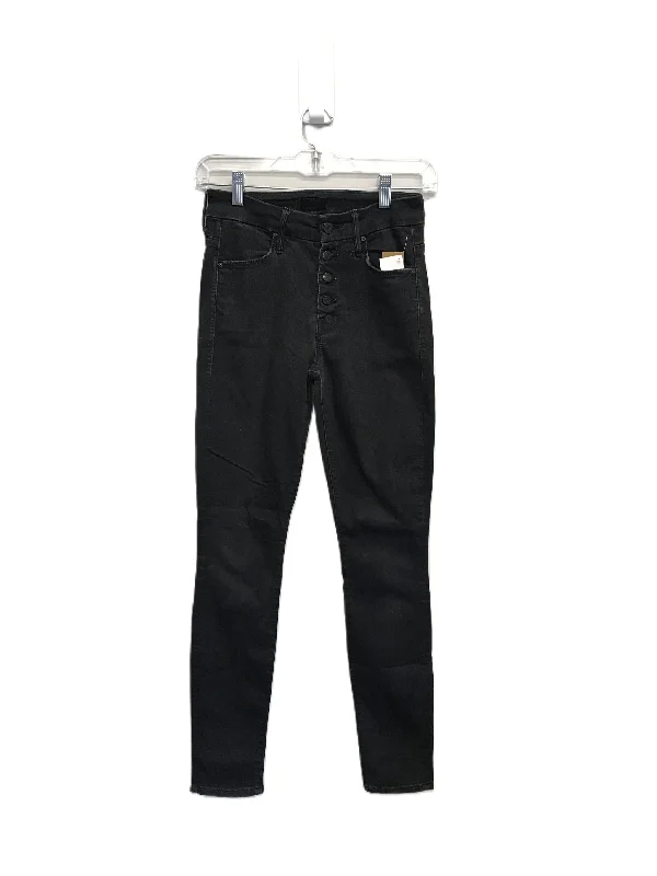 Black Denim Jeans Designer By Mother Jeans, Size: 0 Sleek Men's Metallic