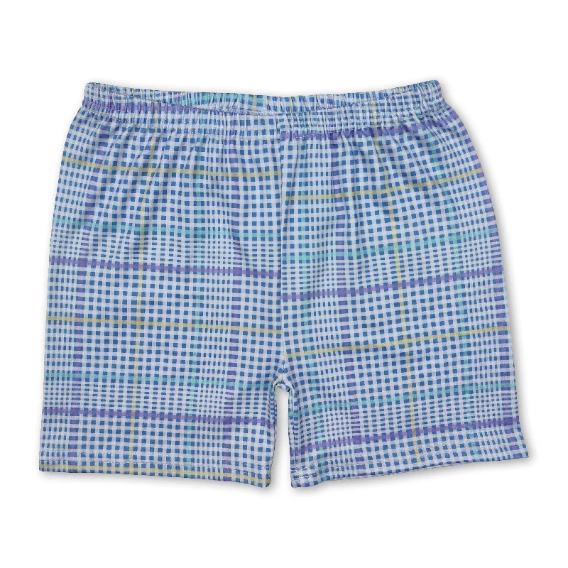 Light blue plaid baby kids summer shorts