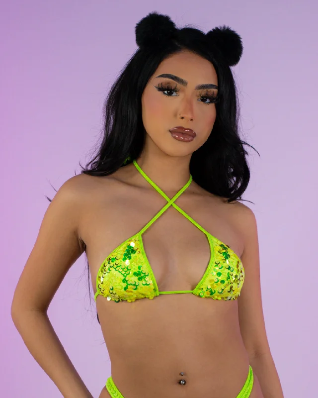 Neon Sequin Disco Bikini Top Modern Men's Tech