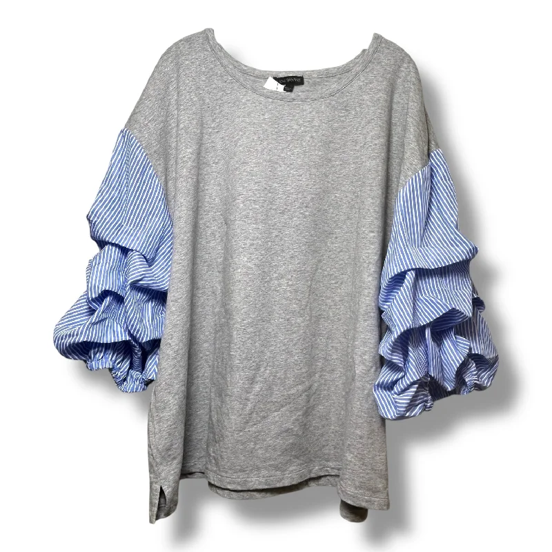 Top Short Sleeve By Lane Bryant In Grey, Size: 3x Beach