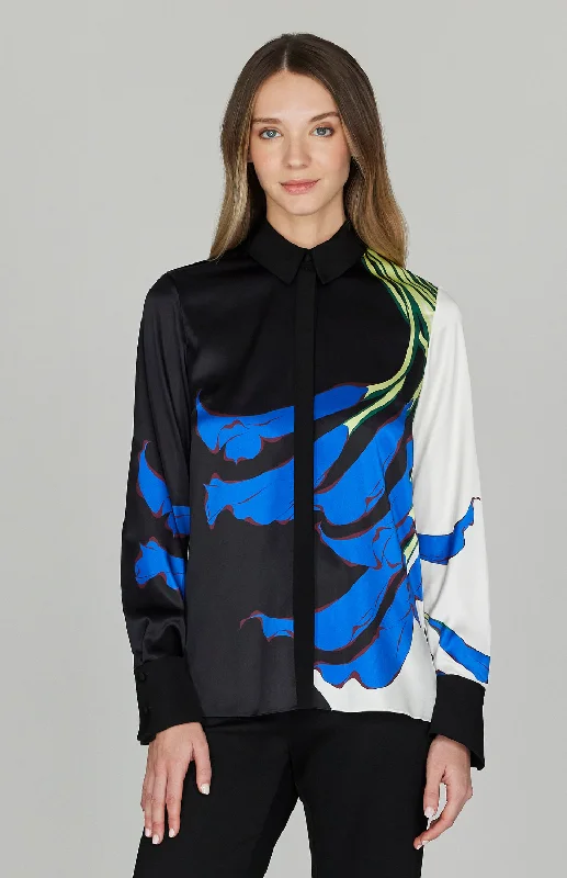Calla Lily Collared Blouse w/ Relaxed Sleeve Youthful Men's Anime