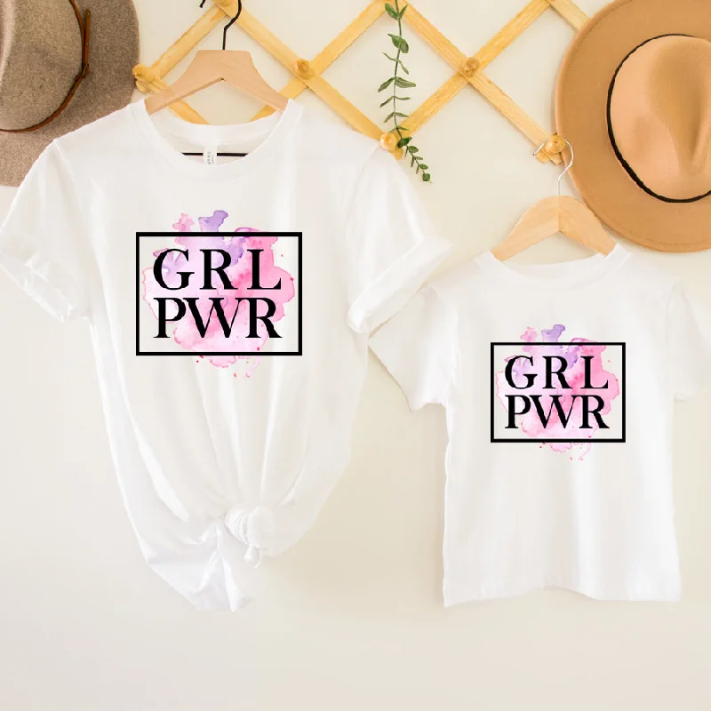 GRL PWR Tie Dye Splash Matching White T-Shirts