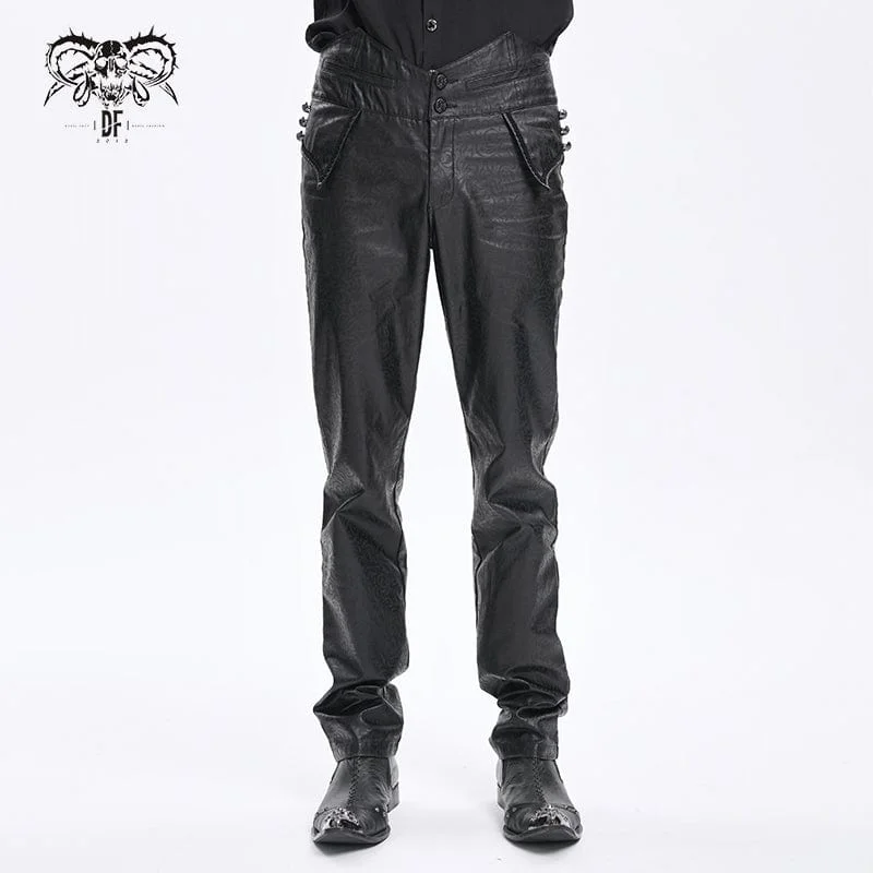 Men's Gothic High-waisted Faux Leather Pants