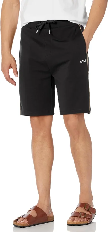 Hugo Boss Men's Embroidered Logo Cotton Blend Shorts, Black Bold Men's Animal
