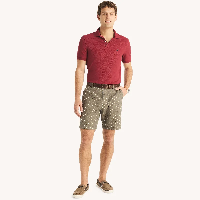 Nautica Mens 8.5" Printed Linen Deck Short Polished Men's Satin