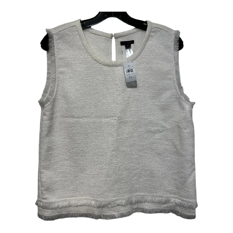 Top Sleeveless By Ann Taylor In White, Size: Xl Cool Men's Distressed