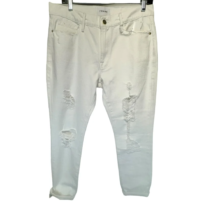 Le Garçon Mid Rise Straight Fit Rumpled Blanc Jeans Designer By Frame  Size: 4 Trendy Men's Scandinavian