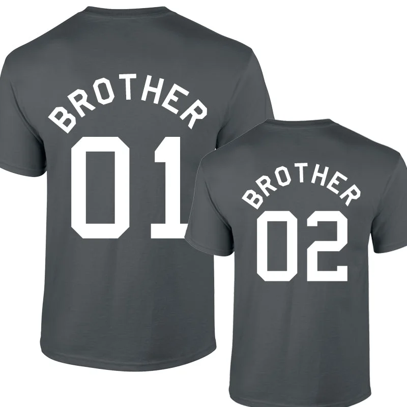 Collegiate Brother Back Number T-Shirts Charcoal (MRK X)