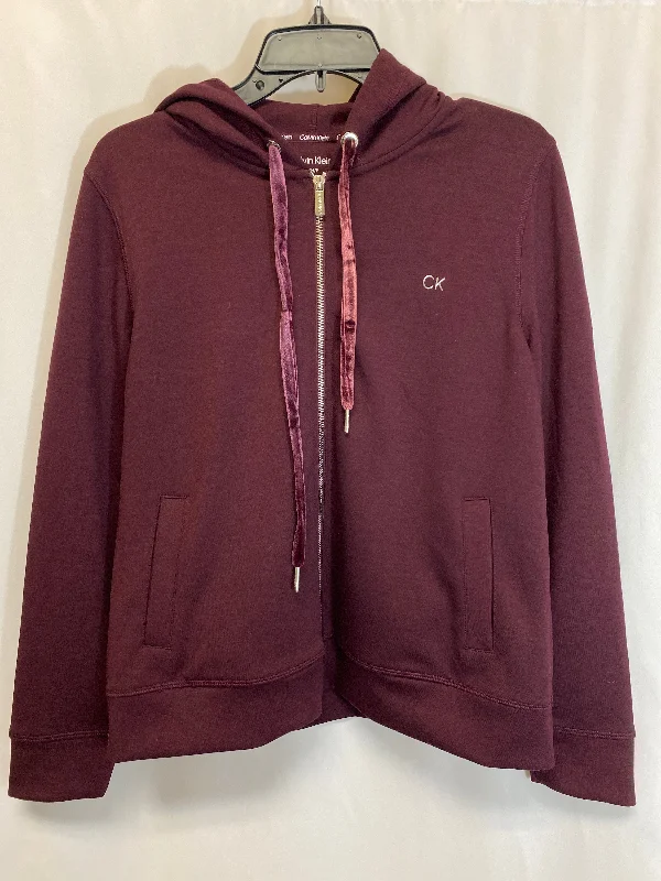 Sweatshirt Hoodie By Calvin Klein In Purple, Size: S