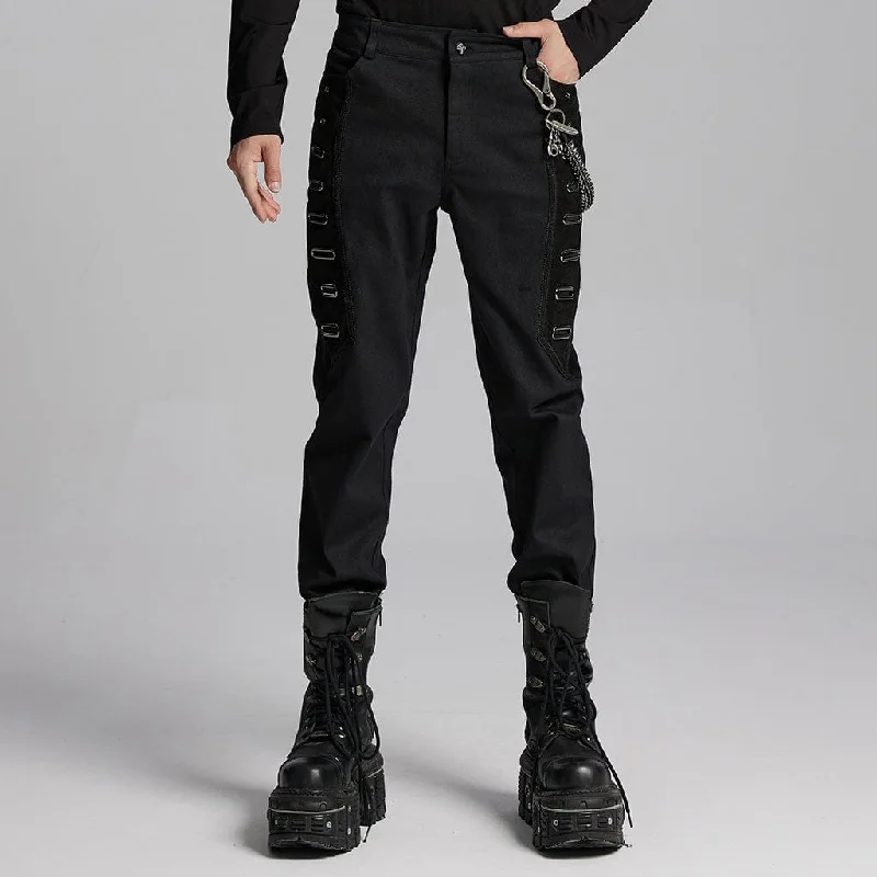 Men's Punk Eyelets Skull Button Pants