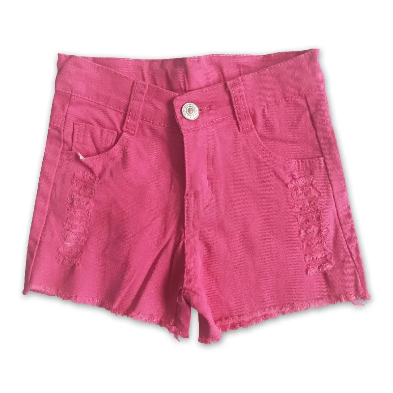 Hot red waistband denim shorts